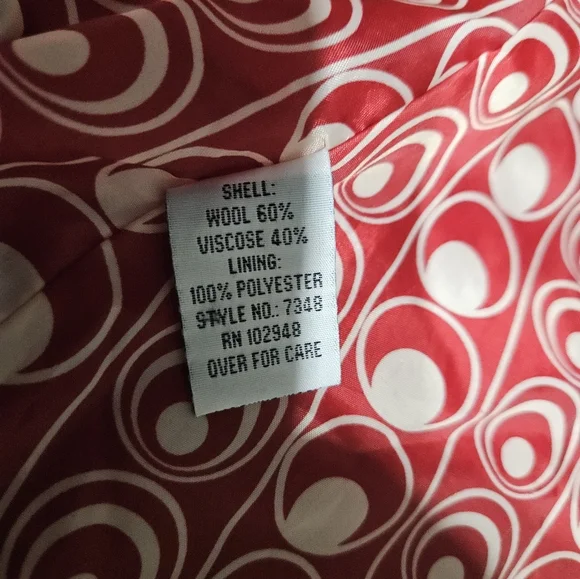 Anthropologie Red TULLE Wool Blend Button Up Coat, Lined, Sz XL - Picture 7 of 7